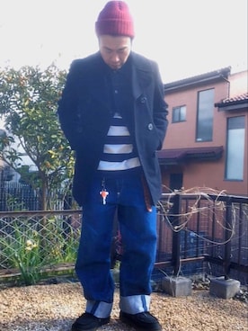 「アイテム（ピーコート）」を使った、歌右衛門さん（メンズ・169cm・30代）の冬コーディネート