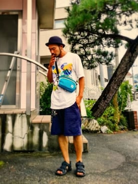 「ヒラキ（ヒラキ）のアイテム（サンダル）」を使った、歌右衛門さん（メンズ・169cm）の夏コーディネート