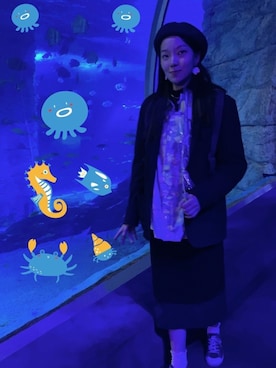 「水族館」｜「アイテム（ジャケット/アウター）」を使った、ฅpotatoฅ さん（レディース・168cm）の冬コーディネート