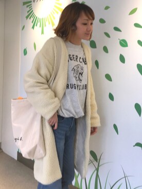 「アニエスベー」｜「アイテム（その他アウター）」を使った、yuminyさん（レディース・162cm）の冬コーディネート
