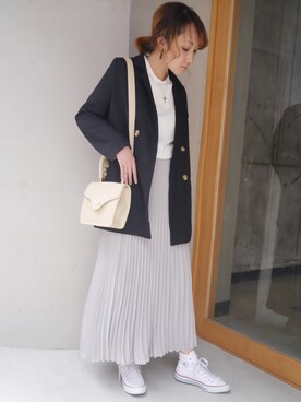 「ロンクスカート」｜「アイテム（ジャケット/アウター）」を使った、yuminyさん（レディース・162cm）の冬コーディネート