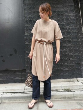「Tシャツ×デニム」｜「アイテム（チュニック）」を使った、yuminyさん（レディース・162cm）の夏コーディネート