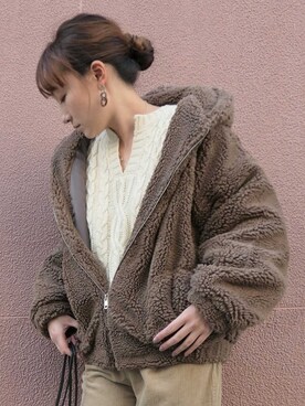 「ゆるニット」｜「アイテム（ブルゾン）」を使った、yuminyさん（レディース・162cm）の秋コーディネート