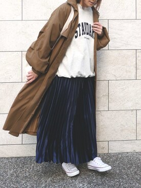 yuminyさんの「サテンプリーツスカート」を使ったコーディネート