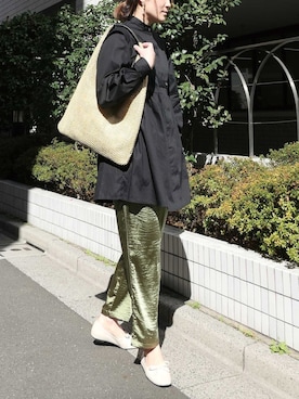 「CORNERS（コーナーズ）のヴィンテージサテンリラックスパンツ（その他パンツ）」を使った、yuminyさん（レディース・162cm）の春コーディネート