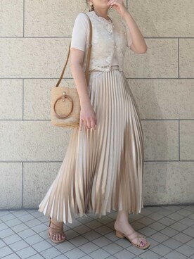 yuminyさんの「サテンプリーツスカート」を使ったコーディネート