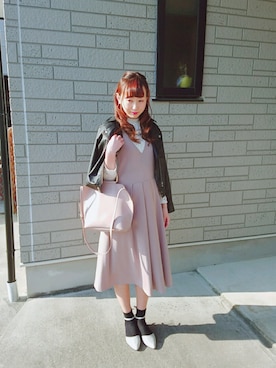 「archives（アルシーヴ）のアイテム（ジャンパースカート）」を使った、ゆーか︎︎☁︎︎*.さん（レディース・168cm）の春コーディネート