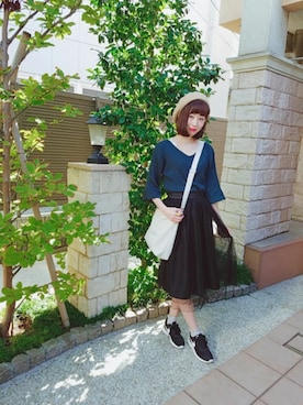 「one after another NICE CLAUP（ワンアフターアナザーナイスクラップ）のアイテム（ハンチング/ベレー帽）」を使った、ゆーか︎︎☁︎︎*.さん（レディース・168cm）の秋コーディネート