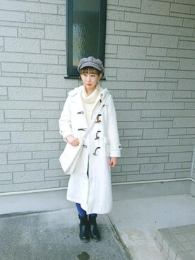 「earth music&ecology（アースミュージックアンドエコロジー）のアイテム（ダッフルコート）」を使った、ゆーか︎︎☁︎︎*.さん（レディース・168cm）の冬コーディネート