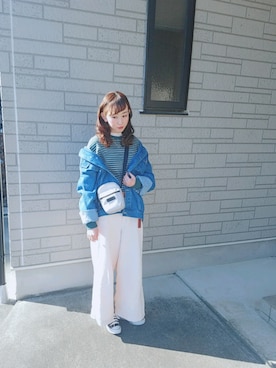 「unrelaxing（アンリラクシング）のアイテム（デニムジャケット）」を使った、ゆーか︎︎☁︎︎*.さん（レディース・168cm）の春コーディネート