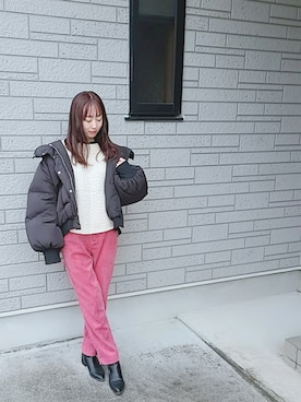 「JEANASIS（ジーナシス）のアイテム（ダウンジャケット/コート）」を使った、ゆーか︎︎☁︎︎*.さん（レディース・168cm）の冬コーディネート