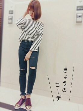 「Herls（ハーリス）のアイテム」を使った、龜龜さん（レディース・160cm）の冬コーディネート