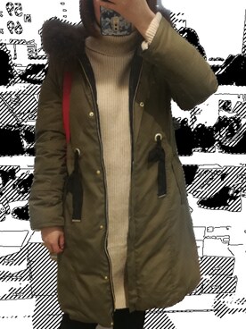 「Apuweiser-riche（アプワイザーリッシェ）のアイテム（ダウンジャケット/コート、グリーン系）」を使った、bangshakelakaさん（レディース・158cm）の冬コーディネート