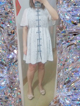 「PAMEO POSE（パメオポーズ）のアイテム（ワンピース、ホワイト系）」を使った、bangshakelakaさん（レディース・158cm）の春コーディネート