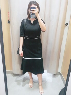 「CELFORD（セルフォード）のアイテム（ワンピース、ブラック系）」を使った、bangshakelakaさん（レディース・158cm）の春コーディネート