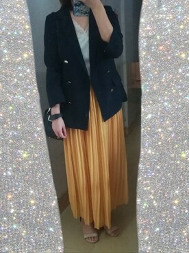 「Mystrada（マイストラーダ）のアイテム（テーラードジャケット、ブルー系）」を使った、bangshakelakaさん（レディース・158cm）の春コーディネート