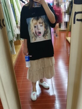 「JILL STUART（ジルスチュアート）のアイテム（スカート、ベージュ系）」を使った、bangshakelakaさん（レディース・158cm）の秋コーディネート