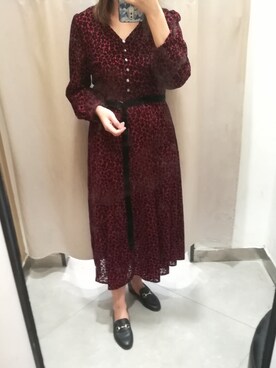 「JILL STUART（ジルスチュアート）のアイテム（ワンピース、レッド系）」を使った、bangshakelakaさん（レディース・158cm）の秋コーディネート