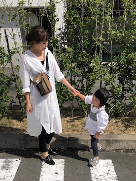 「petit main（プティマイン）のアイテム（シャツワンピース）」を使った、a__yaさん（レディース・158cm）の秋コーディネート