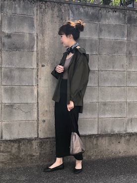 「リブタンクトップ」｜「アイテム（マウンテンパーカー）」を使った、a__yaさん（レディース・158cm）の春コーディネート