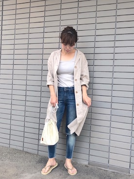 「ビーチサンダル」｜「アイテム（その他アウター）」を使った、a__yaさん（レディース・157cm）の夏コーディネート