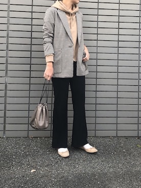 「白ソックス」｜「アイテム（バレエシューズ、ベージュ系）」を使った、a__yaさん（レディース・158cm）の秋コーディネート