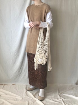 「白ソックス」｜「アイテム（バレエシューズ、ベージュ系）」を使った、a__yaさん（レディース・158cm）の春コーディネート