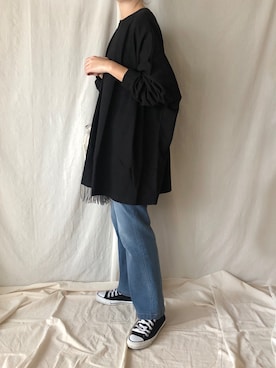 「reca（レカ）のゆったりラフな着心地◆超ビッグシルエットカットソー（Tシャツ/カットソー）」を使った、a__yaさん（レディース・158cm）の秋コーディネート