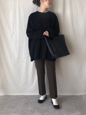 「reca（レカ）のゆったりラフな着心地◆超ビッグシルエットカットソー（Tシャツ/カットソー）」を使った、a__yaさん（レディース・158cm）の秋コーディネート