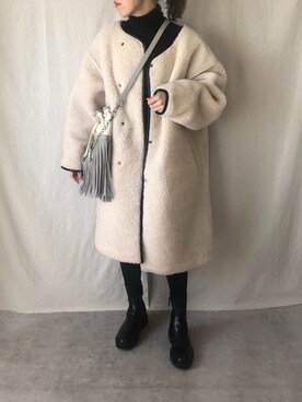 「フリンジバッグ」｜「アイテム（ジャケット/アウター）」を使った、a__yaさん（レディース・158cm）の冬コーディネート