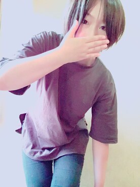YUIKOさんの「コットンラウンドSS/Tシャツ　 911518」を使ったコーディネート