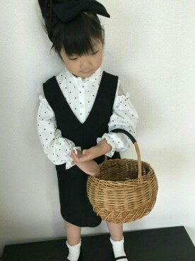 「5歳」｜「アイテム（ジャンパースカート）」を使った、かん。さん（キッズ・110cm）の春コーディネート