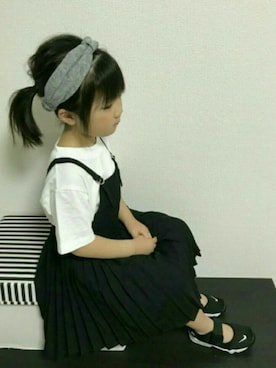 「green label relaxing（グリーンレーベルリラクシング）のアイテム（オールインワン・サロペット）」を使った、かん。さん（キッズ・110cm）の春コーディネート