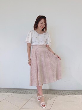 「コットンレース」｜マジェスティックレゴンららぽーとTOKYO-BAY店スタッフさん（レディース・156cm）の夏コーディネート