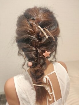 「ANEMONE（アネモネ）のアイテム（その他ヘアアクセサリー）」を使った、じょえびさん（レディース・153cm）の夏コーディネート