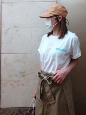 「CHUMS（チャムス）のアイテム（帽子）」を使った、じょえびさん（レディース・153cm）の春コーディネート