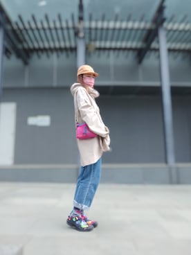「CHUMS（チャムス）のアイテム（帽子）」を使った、じょえびさん（レディース・153cm）の春コーディネート
