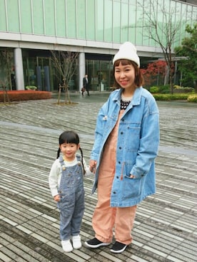 「niko and...（ニコアンド）のアイテム（サロペット/オーバーオール）」を使った、みっちゃんさん（キッズ・90cm）の冬コーディネート