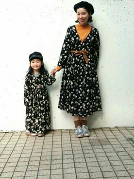 「アイテム（シャツワンピース）」を使った、みっちゃんさん（キッズ・90cm）の冬コーディネート