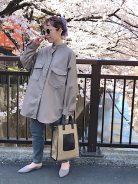 「モーメントプラス」｜「アイテム（ジャケット/アウター）」を使った、みっちゃんさん（レディース・154cm）の春コーディネート