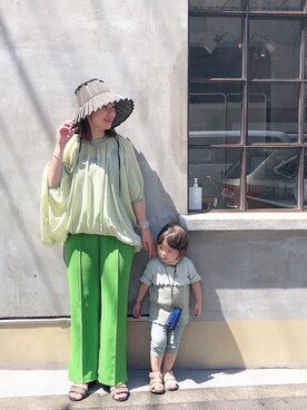 「Birthday room（バースデイルーム）のギャザーシアードルマントップス（シャツ/ブラウス）」を使った、みっちゃんさん（レディース・154cm）の夏コーディネート