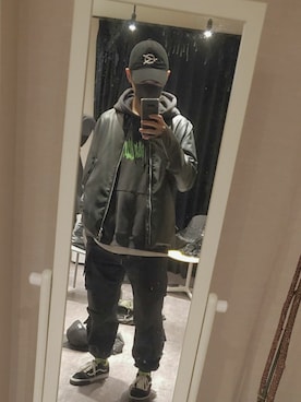 「BEAMS（ビームス）のアイテム（ライダースジャケット）」を使った、Haoさん（メンズ・175cm）の冬コーディネート
