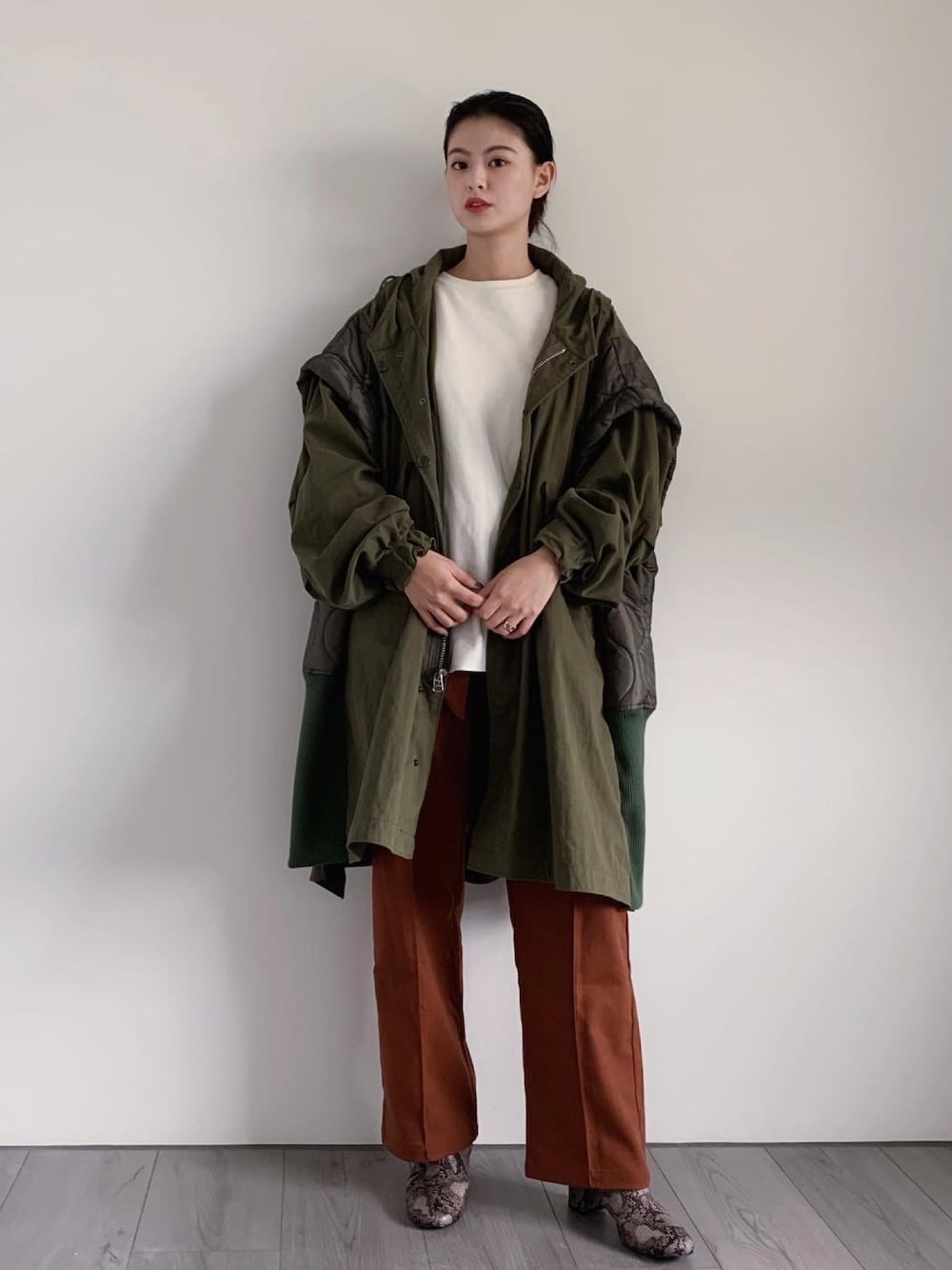 「77circaの77circa cc18aw-61（その他アウター、ブラック系）」を使った、Jammyさん（レディース・163cm）の冬コーディネートの1枚目の写真