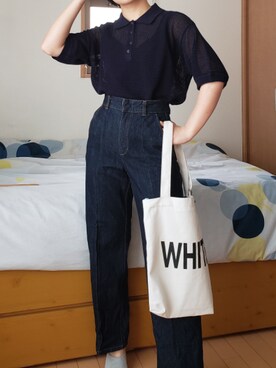 ポロシャツを使った 紺色 のレディース人気ファッションコーディネート Wear