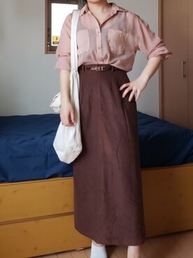 スカートを使った ピンクブラウン の人気ファッションコーディネート Wear