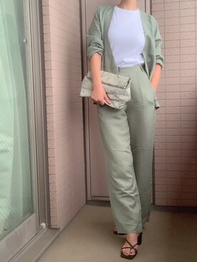 サンダルを使った ミントグリーン パンツ のレディース人気ファッションコーディネート Wear