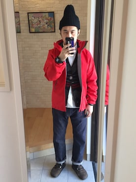 「Scye（サイ）のアイテム（デニムパンツ）」を使った、カッパさん（メンズ・171cm）の冬コーディネート