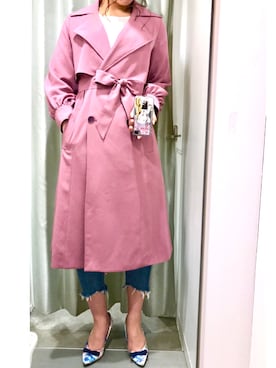 「ピンクコート」｜「アイテム（その他アウター）」を使った、miiiiさん（レディース・168cm）の春コーディネート