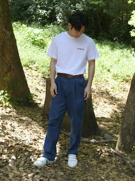 「Lands' End（ランズエンド）のアイテム（パンツ）」を使った、steez【オンライン古着屋】さん（メンズ・176cm）の夏コーディネート