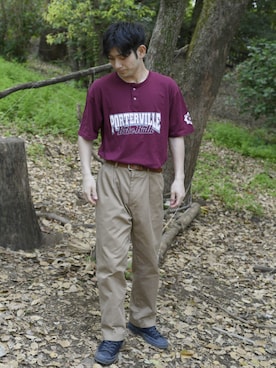 「Lands' End（ランズエンド）のアイテム（パンツ）」を使った、steez【オンライン古着屋】さん（メンズ・176cm）の夏コーディネート